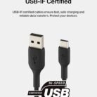 Belkin BOOSTCHARGE Braided USB-A to USB-C Charging and Data Cable 2m Black