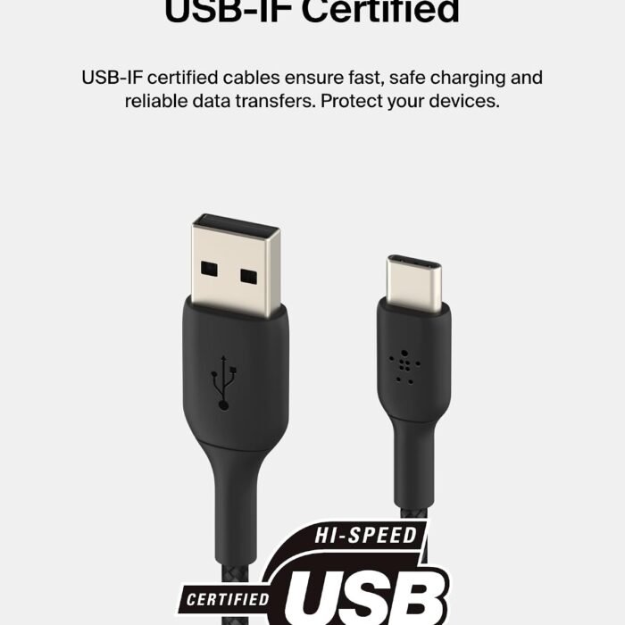 Belkin BOOSTCHARGE Braided USB-A to USB-C Charging and Data Cable 2m Black