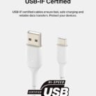 USB-A to USB-C Braided Charging & Data Cable 2m White