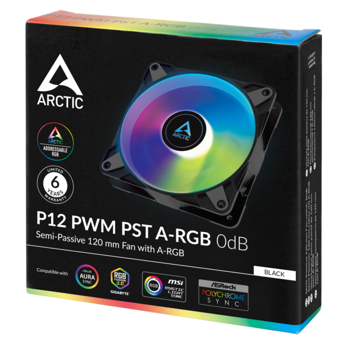 ARCTIC P12 PWM PST A-RGB 120mm Case Fan - Black ARCTIC P12 PWM PST A-RGB 120mm PWM PC Case Fan Black