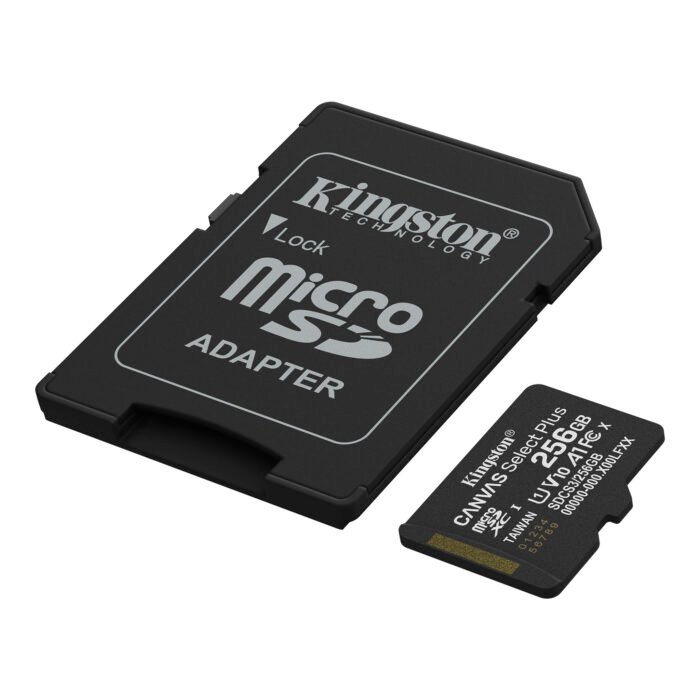 Kingston Canvas Select Plus Gen3 256GB microSDXC UHS-I A1 Memory Card with SD Adapter Kingston Canvas Select Plus Gen3 256GB microSDXC UHS-I A1 Memory Card with SD Adapter