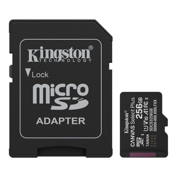 Kingston Canvas Select Plus Gen3 256GB microSDXC UHS-I A1 Memory Card with SD Adapter Kingston Canvas Select Plus Gen3 256GB microSDXC UHS-I A1 Memory Card with SD Adapter