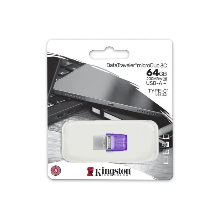 Kingston DataTraveler microDuo 3C 64GB Dual USB-A & USB-C USB 3.2 Gen 1 Flash Drive Kingston DataTraveler microDuo 3C 64GB Dual USB-A & USB-C USB 3.2 Gen 1 Flash Drive