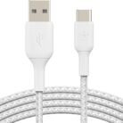 USB-A to USB-C Braided Charging & Data Cable 2m White